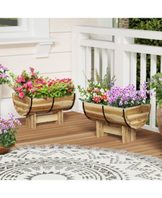Outdoor Wooden Planter with Legs for Flower Herb Vegetable Fruit