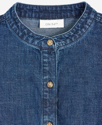 Women's Denim Puff-Sleeve Shirt, Exclusively at Macy's