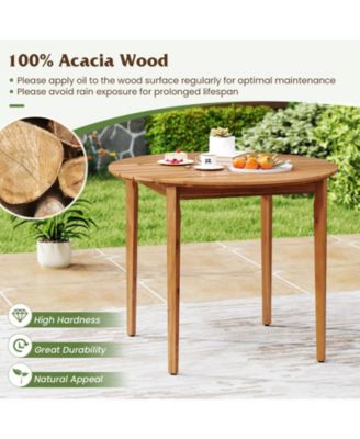  Acacia Wood Round Outdoor Dining Table for 4 People