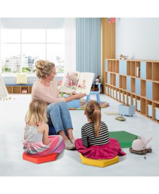 6 Pieces Multifunctional Hexagon Toddler Floor Cushions Classroom Seating with Handles