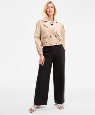 Women's Solid Cropped Trench Jacket, Exclusively at Macy's