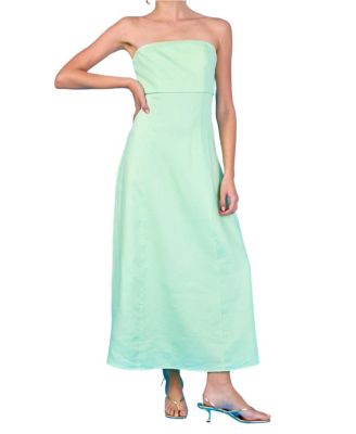 Women's Folded Strapless Linen Maxi Dress