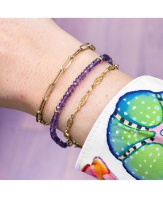 Amethyst Bead Bracelet 14k Gold