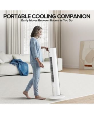 Tower Fan for Bedroom, 85°Oscillating Fan for Indoors, 23ft/s Velocity 28dB Quiet Floor Fan with 3 Speed, 4 Modes, 12H Timer, Remote, Bladeless Standing Fan Powerful for Home Office Room(Secondary)