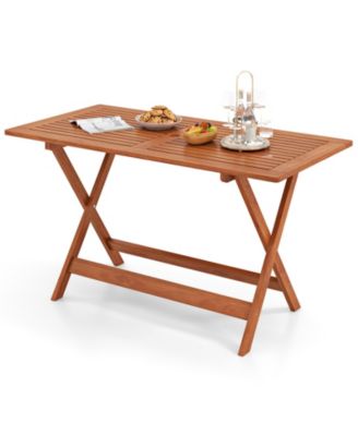 Patio Dining Table with Teak Painting and Umbrella Hole