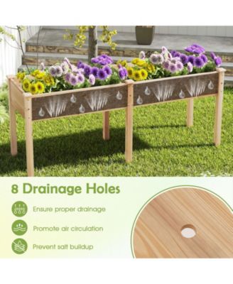 Outdoor Raised Garden Bed with Divider Panel and Drainage Holes