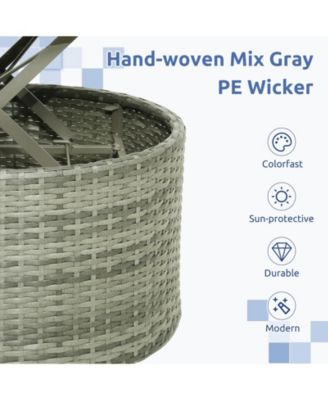 Outdoor PE Wicker Round Daybed with Retractable Canopy and Cushions