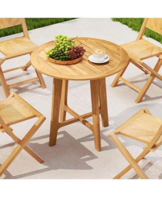 Patio Dining Table with Slatted Tabletop and X-shaped Frame