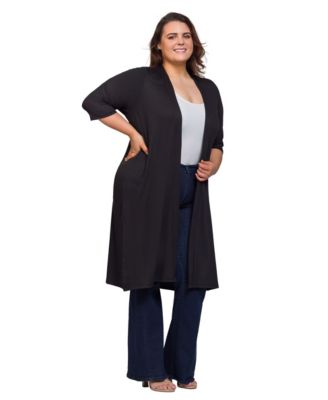 Plus Size Knee Length Duster Cardigan Sweater