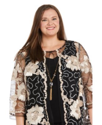 Plus Size Jacket, Necklace Top & Pant Set