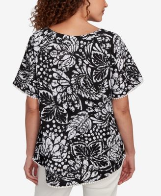 Petite Batik Island Paisley Scoop Neck T Shirt