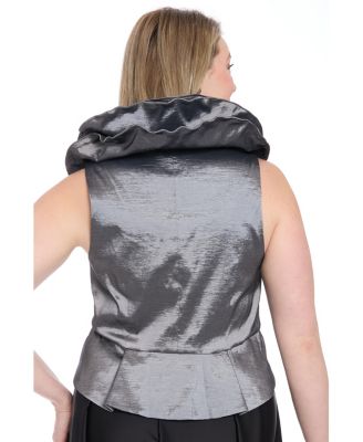 Plus Size Sleeveless Knot-Front Taffeta Top