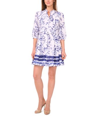 CeCe - Women's Cotton Printed Belted Short Shirtdress