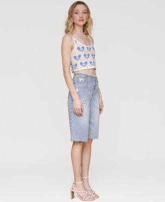 Women's Cropped Crotchet Heart Top