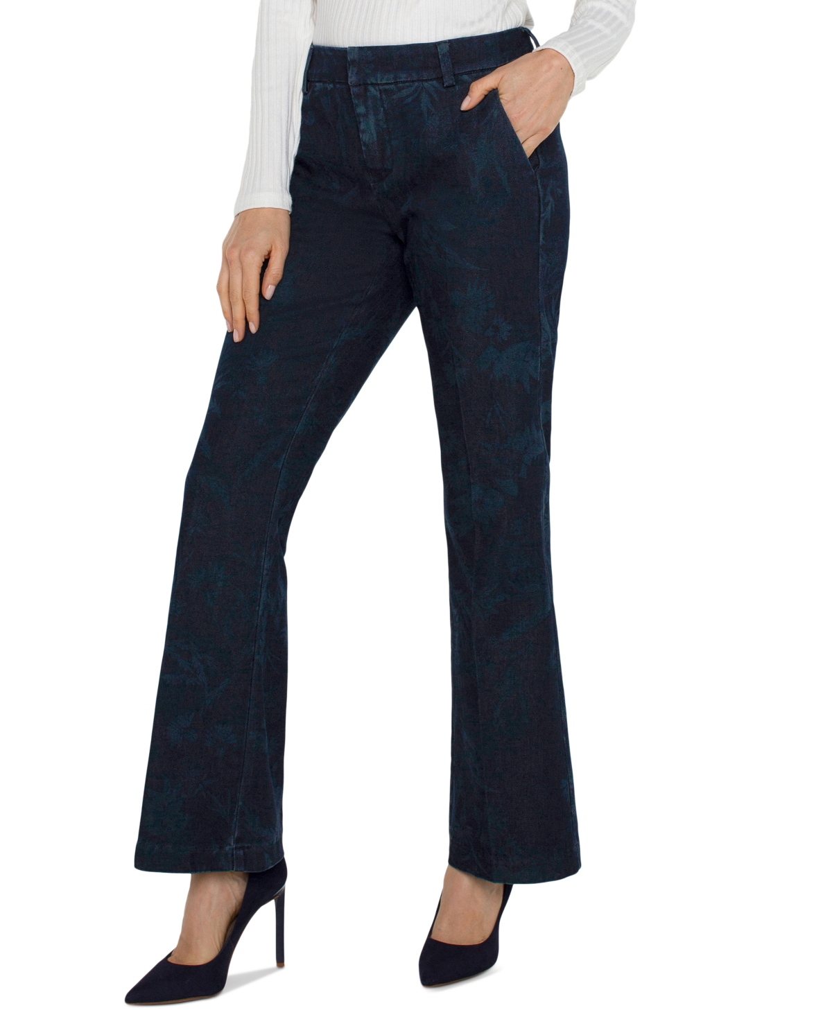 Liverpool Los Angeles Women's Floral Denim Kelsey Flare Pants In Multi