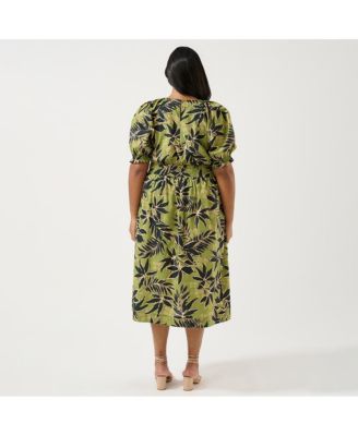 Plus Size Wildleaf Cotton Midi Dress