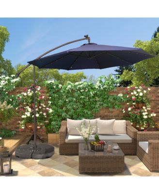 10 FT Cantilever Patio Umbrella with Lights Offset Patio Umbrella Crank Large Outdoor Umbrella Pool Umbrella