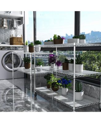 5-Tier Heavy-Duty Adjustable Metal Wire Shelving Unit with Wheels and Shelf Liners Storage Rack