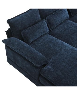 109.8x55.9" Modern U-shaped Sectional Sofa with Waist Pillows,6-seat Upholstered Symmetrical Sofa Furniture,Sleeper Sofa Couch with Chaise Lounge for Living Room,Apartment