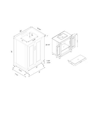 30&amp;#x22; Undermount Sink Bathroom Vanity with Glass Shelf Storage Cabinet