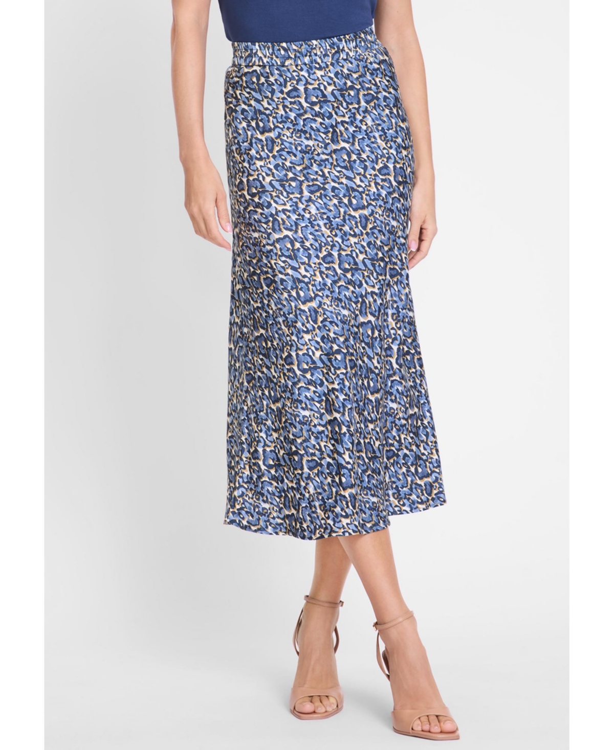 Women's Leo Print A-Lined Skirt - True navy