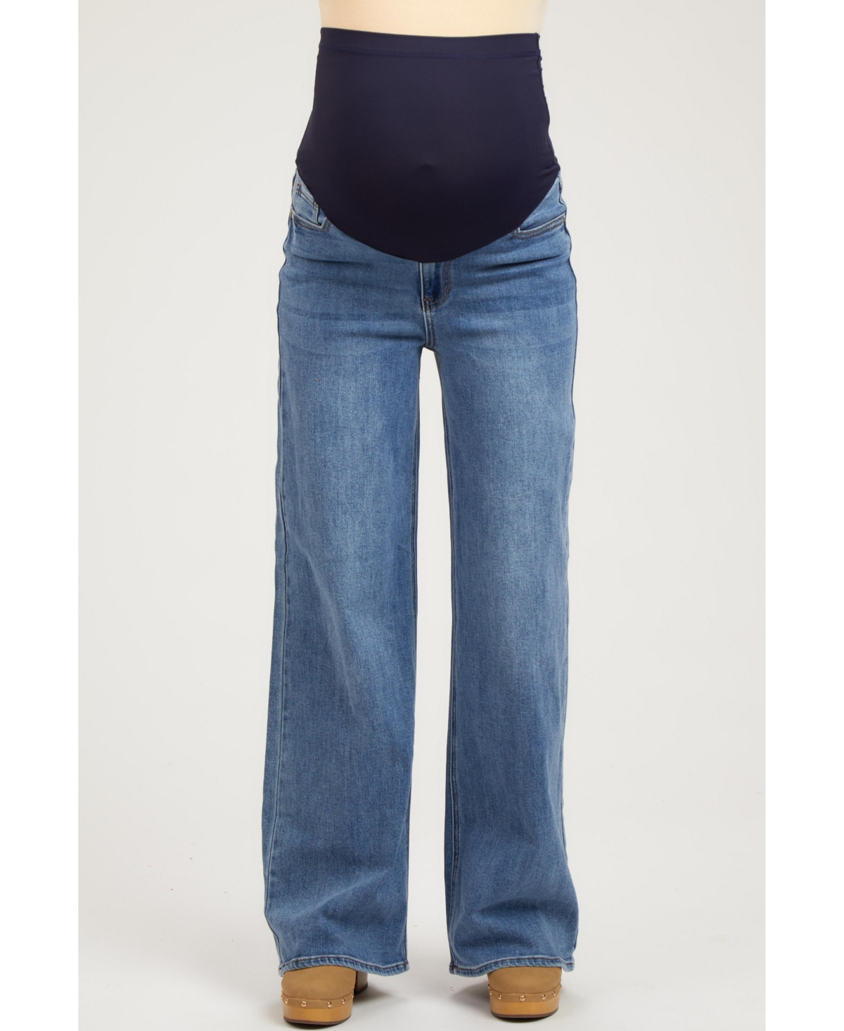 Blue Wide Leg Maternity Jeans - Blue