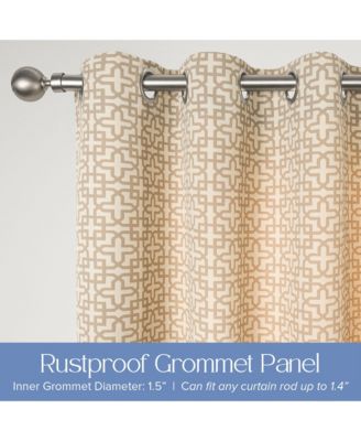 Outdoor Window Covering Cabana Trellis Grommet Single Panel, 52"Wx 96"L