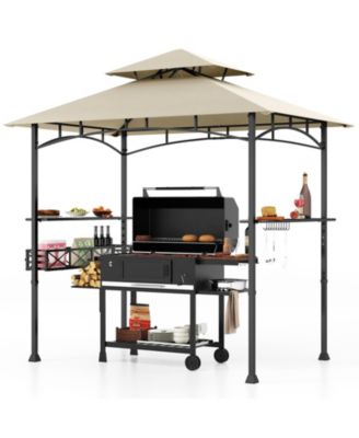 Outdoor Grill Gazebo with 2 Side Shelves and 10 Hooks