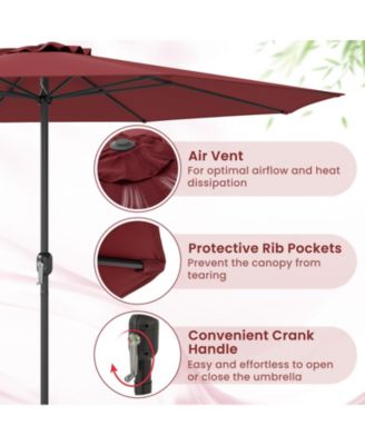 Patio Umbrella with Crank Handle and 8 Sturdy Ribs for Outdoor Shade