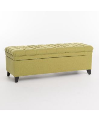 Streamdale JULIANA FABRIC STORAGE OTTOMAN Green, 50" x 20.5" x 18.2