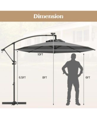 360° Rotation Solar Powered LED Patio Offset Umbrella without Weight Base