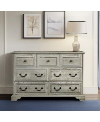 CASAINC Farmhouse Vintage 7-Drawer Rustic Bathroom Cabinet Organizer with Natural Texture