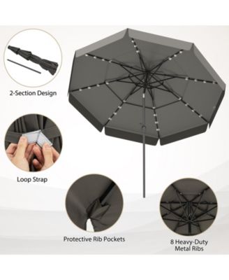 Solar Patio Umbrella with 3-Tier Vented Canopy for Outdoor Tables and Seating