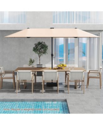 Slickblue Large Patio Umbrella with LED Solar Lights and Crank Handle