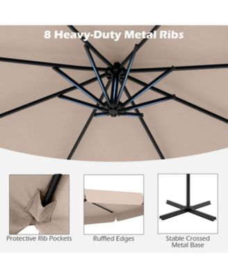 Patio Cantilever Umbrella with Cover Tilt Adjustment and Ruffled Edge