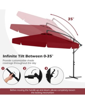 Patio Cantilever Umbrella with Cover Tilt Adjustment and Ruffled Edge