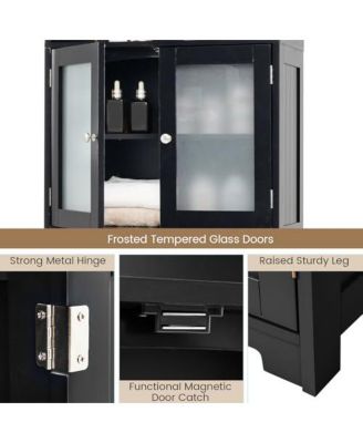 6-Tier Freestanding Bathroom Cabinet with 2 Open Compartments and Adjustable Shelves