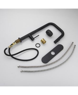 Single Handle Pull-Down Sprayer 1 Spray High Arc Kitchen Faucet With Deck Plate in Brushed Nickel