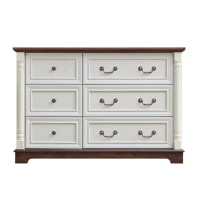 CASAINC Farmhouse Style 6 Drawer Dresser Bathrooom Cabinet Chest with Base Wooden Rustic Chest of Drawers, Storage Dresser Organizer