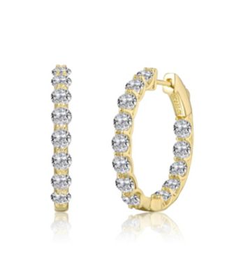 Clear Cubic Zirconia Encrusted Hoop Earrings