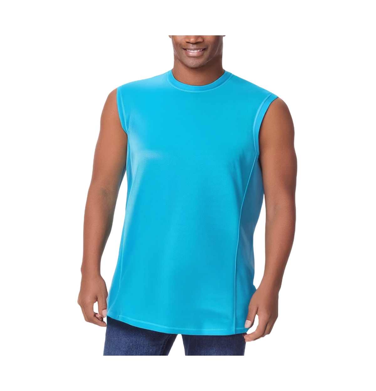 Big & Tall Cling-Free Swim Muscle Tank - Blue paradise