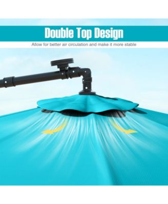 Patio Umbrella Offset Cantilever Umbrella with 40 Solar Powered Lights