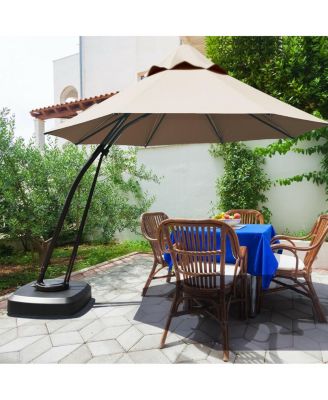 Outdoor Cantilever Hanging Umbrella with Base and Wheels