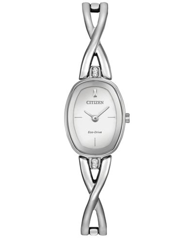 Citizen Women's Eco-Drive Stainless Steel Bangle Bracelet Watch 24x18mm EX1410-53A