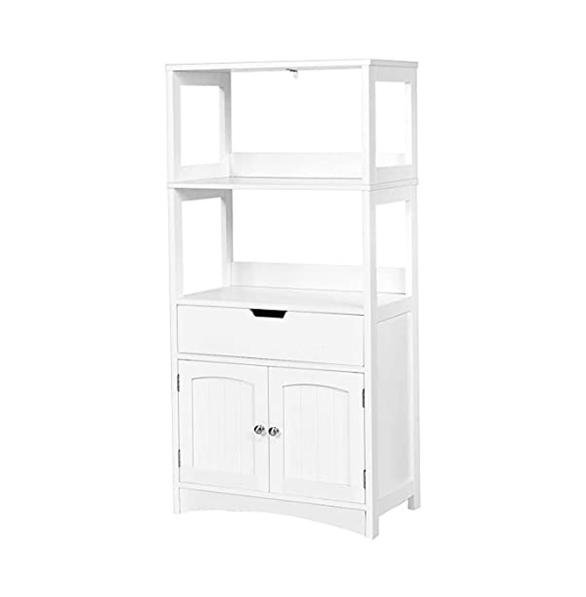 Bathroom Storage Cabinet with Drawer and Shelf Floor Cabinet - White