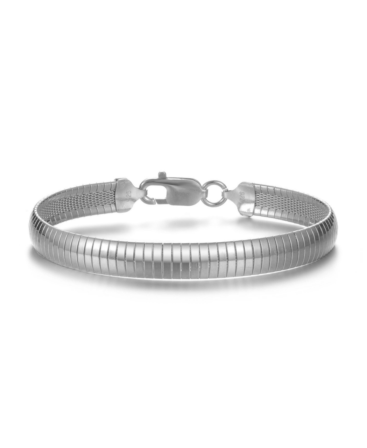 Men's Sterling Silver White Gold Plated Sleek Snake Chain Bracelet - Silver