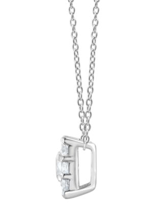 Lab Grown Diamond Square Cluster Pendant Necklace (1 ct. t.w.) in Sterling Silver, 16" + 2" extender