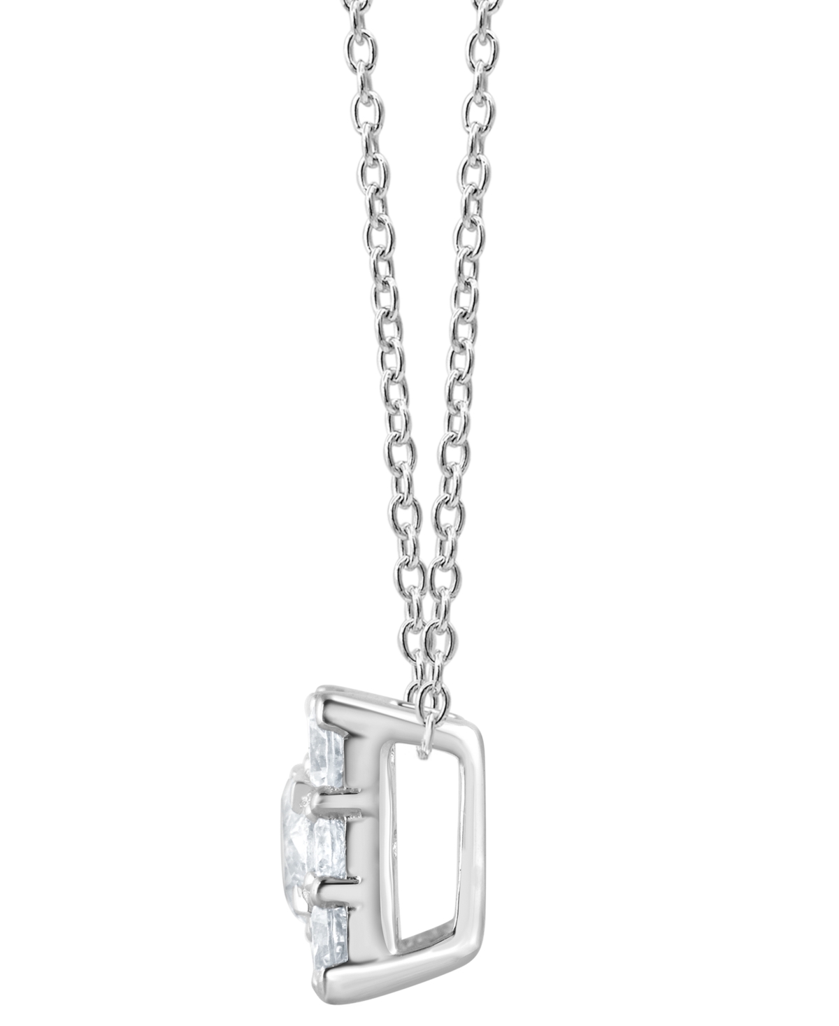 Forever Grown Diamonds Lab Grown Diamond Square Cluster Pendant Necklace (1 Ct. T.w.) In Sterling Silver, 16" + 2" Extender In Silver