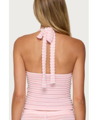 Women's Lovina Textured Striped Halter Top