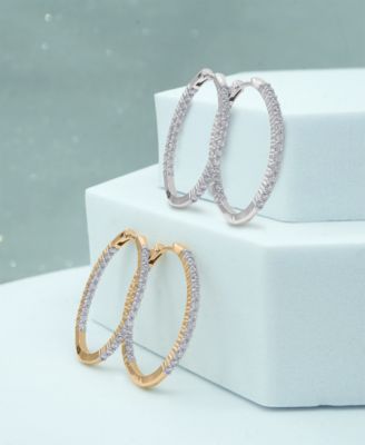 Diamond Hoop Earrings (1 ct. t.w.) in 14k White Gold or 14k Yellow Gold, Exclusively at Macy's